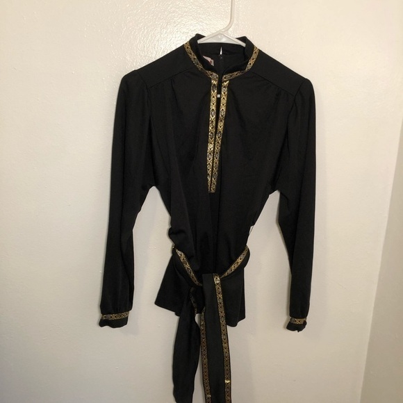 Vintage Caron Chicago Japanese Tunic Black Embroidered - Picture 2 of 10